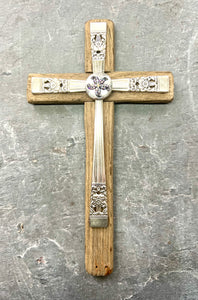 Cross made from Vintage Lobster Trap Wood w/crystal Starfish #0011