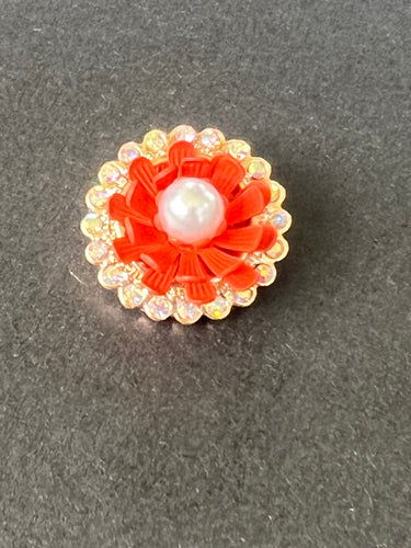 Orange and Crystal Snap with Pearl #115