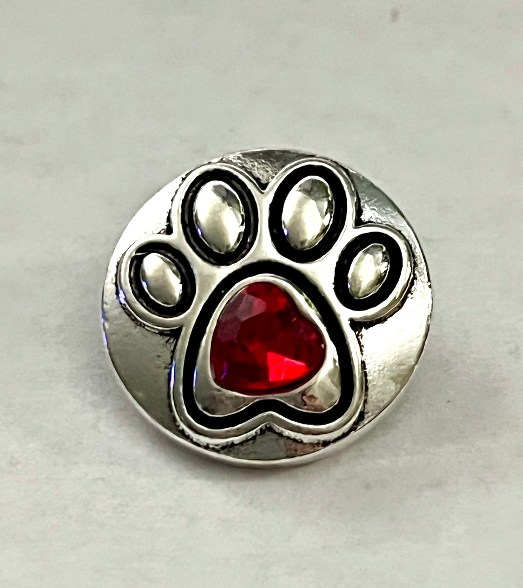 Red Crystal Dog Paw Snap #31