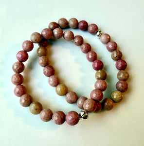 Pink Thulite Beaded Stretchy Bracelet 8mm beads