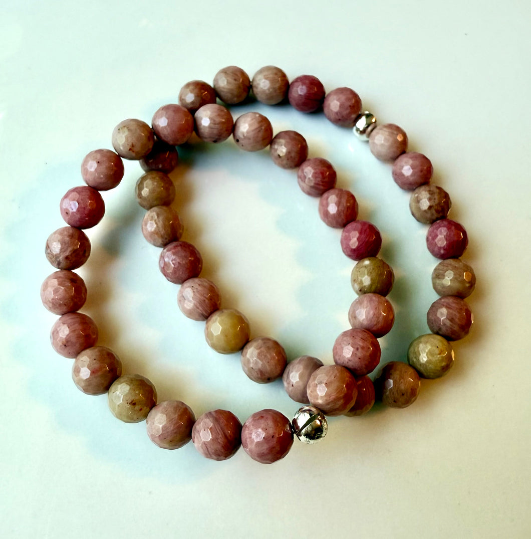 Pink Thulite Beaded Stretchy Bracelet 8mm beads