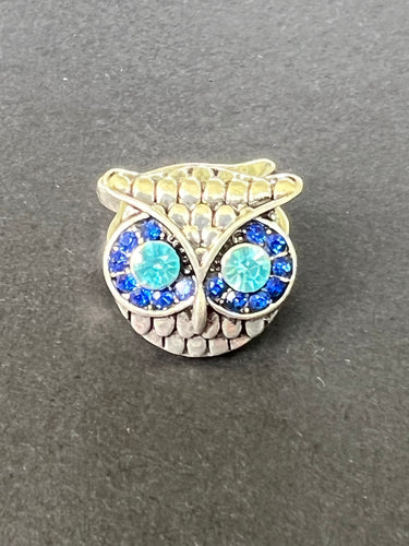 Silver and Crystal Owl Head Snap #114