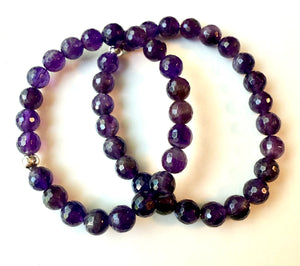 Amethyst Beaded Stretchy Bracelet 8mm Beads