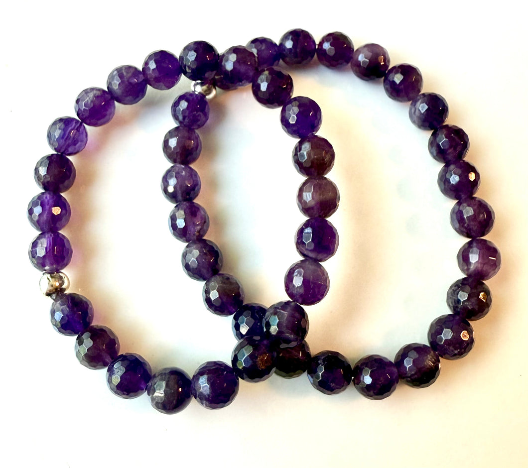Amethyst Beaded Stretchy Bracelet 8mm Beads
