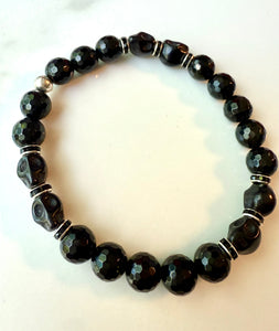Black Onyx Beaded Stretchy Bracelet 10mm beads