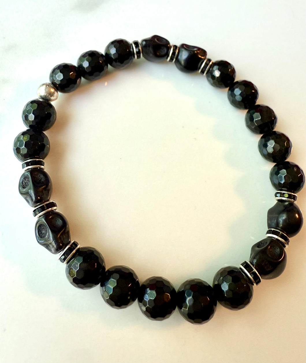 Black Onyx Beaded Stretchy Bracelet 10mm beads