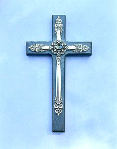 Spanish Crown Gray Sparkly Cross #28