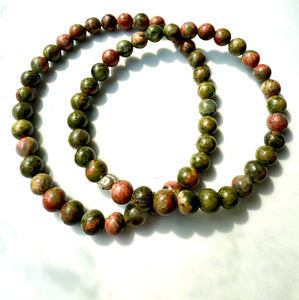 Unakite Stretchy Bracelets, 6mm Beads