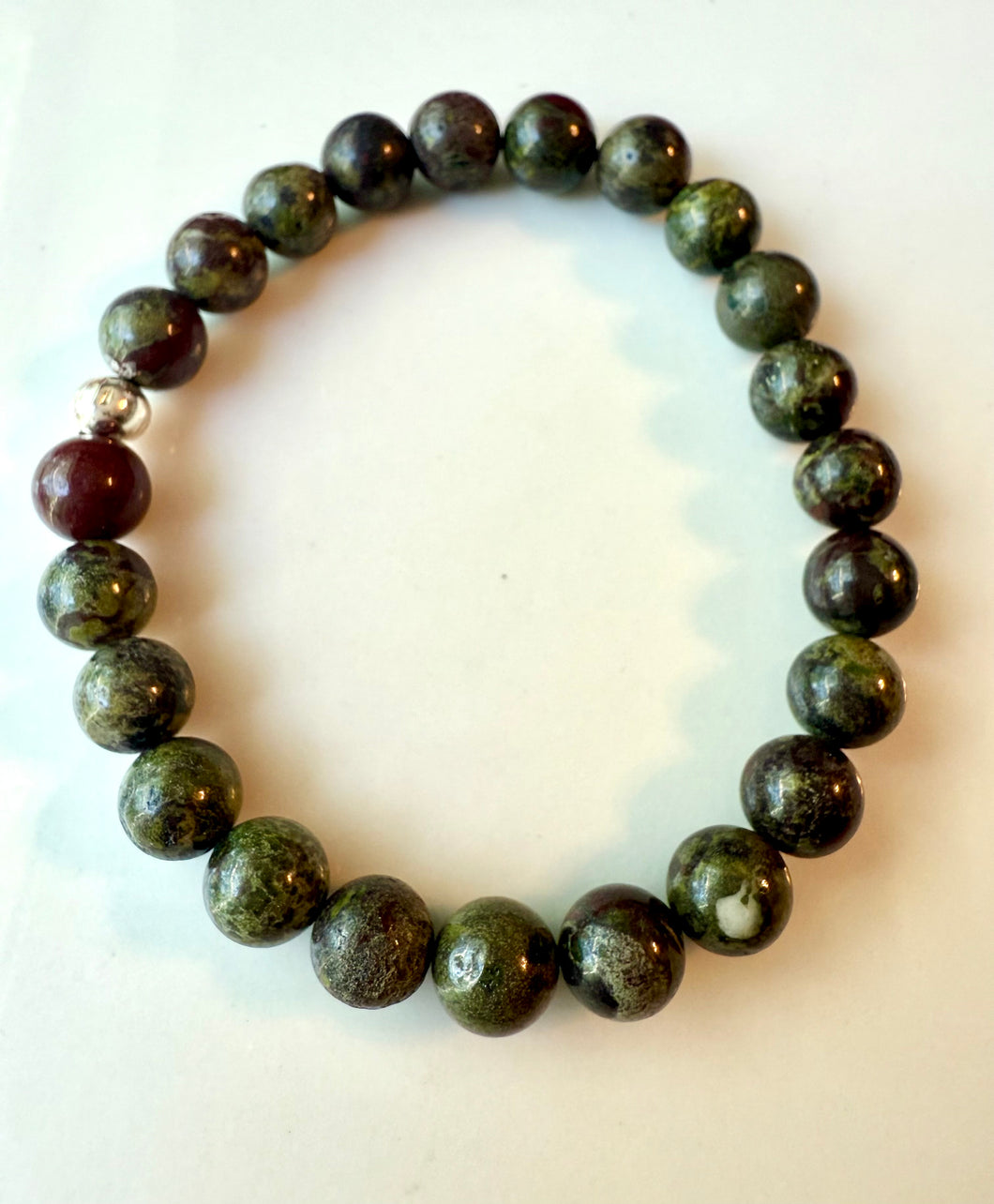 Dragon’s Blood Jasper Beaded Stretchy Bracelet 8mm beads