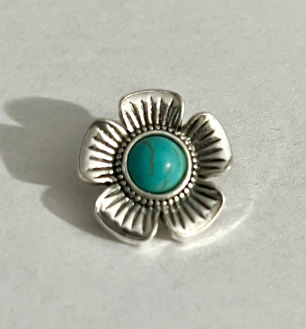 Turquoise & Silver Flower Snap #93