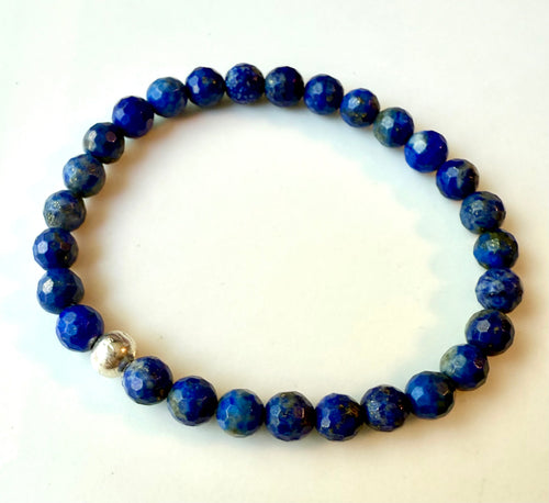 Lapis Beaded Stretchy Bracelet 6mm