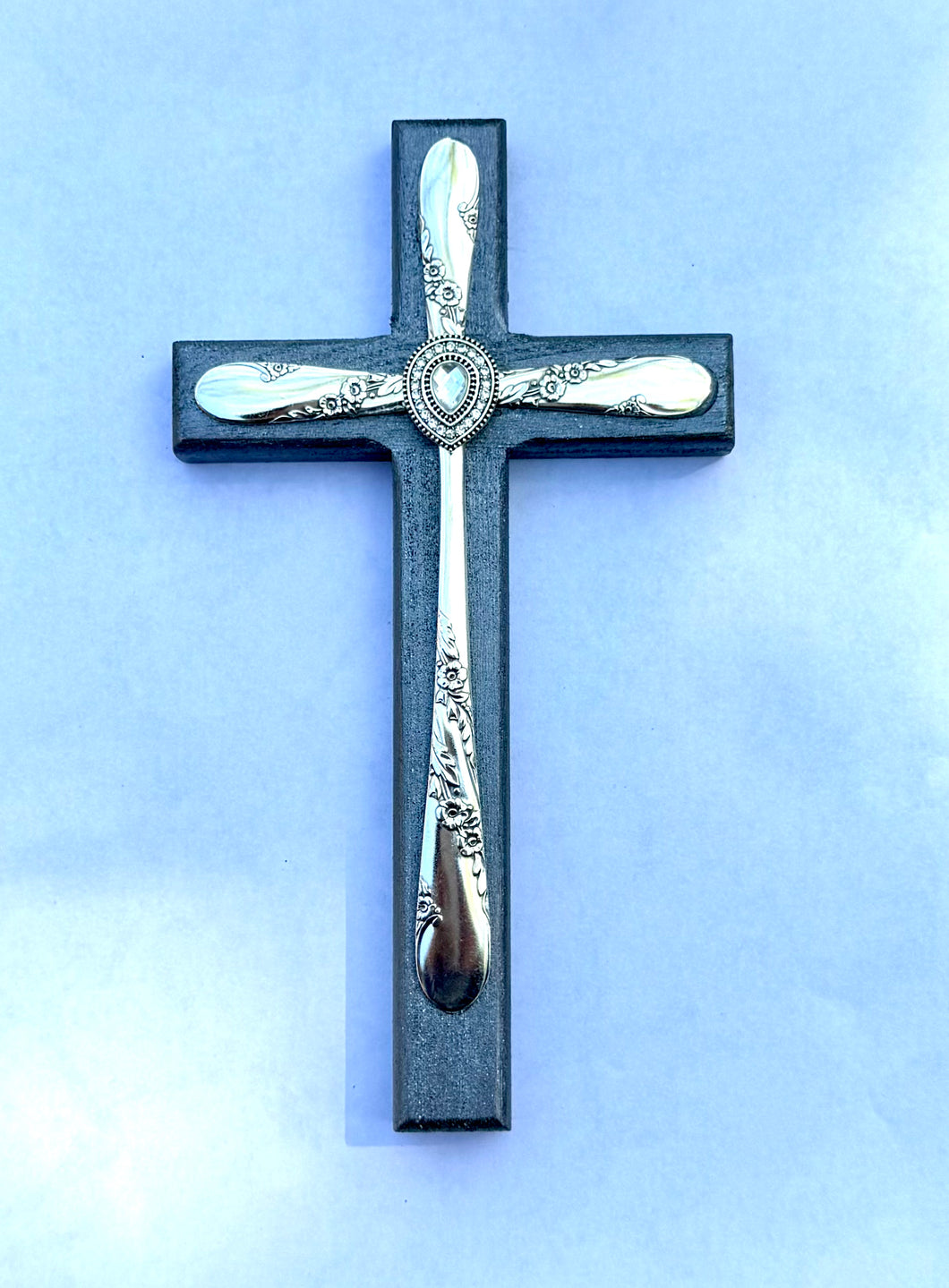 Bridal Wreath Gray Sparkly Cross #30