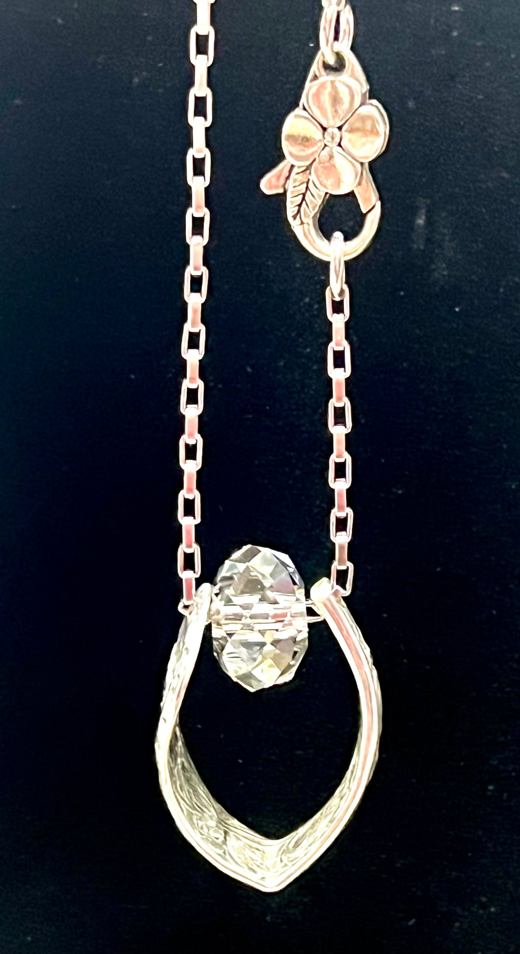 “POPPY” Tablespoon Handle & 18mm Swarovski Crystal Necklace