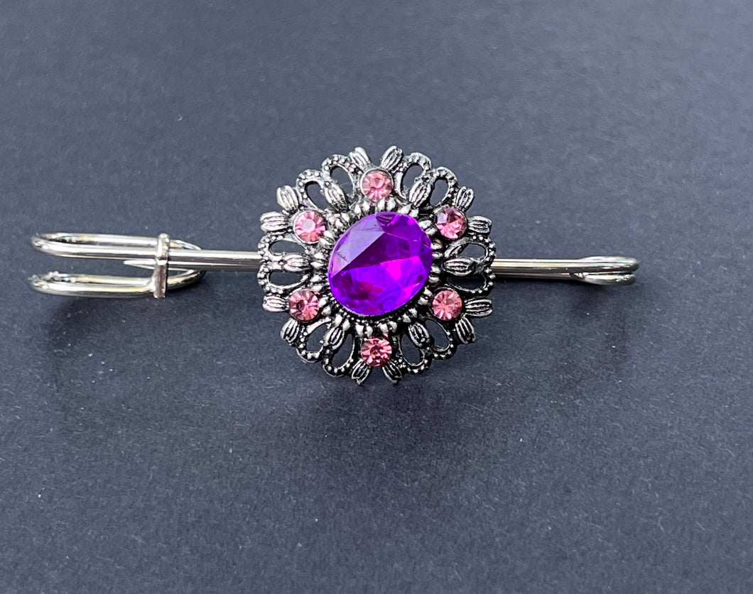 Pretty Purple and Pink Crystal Pin