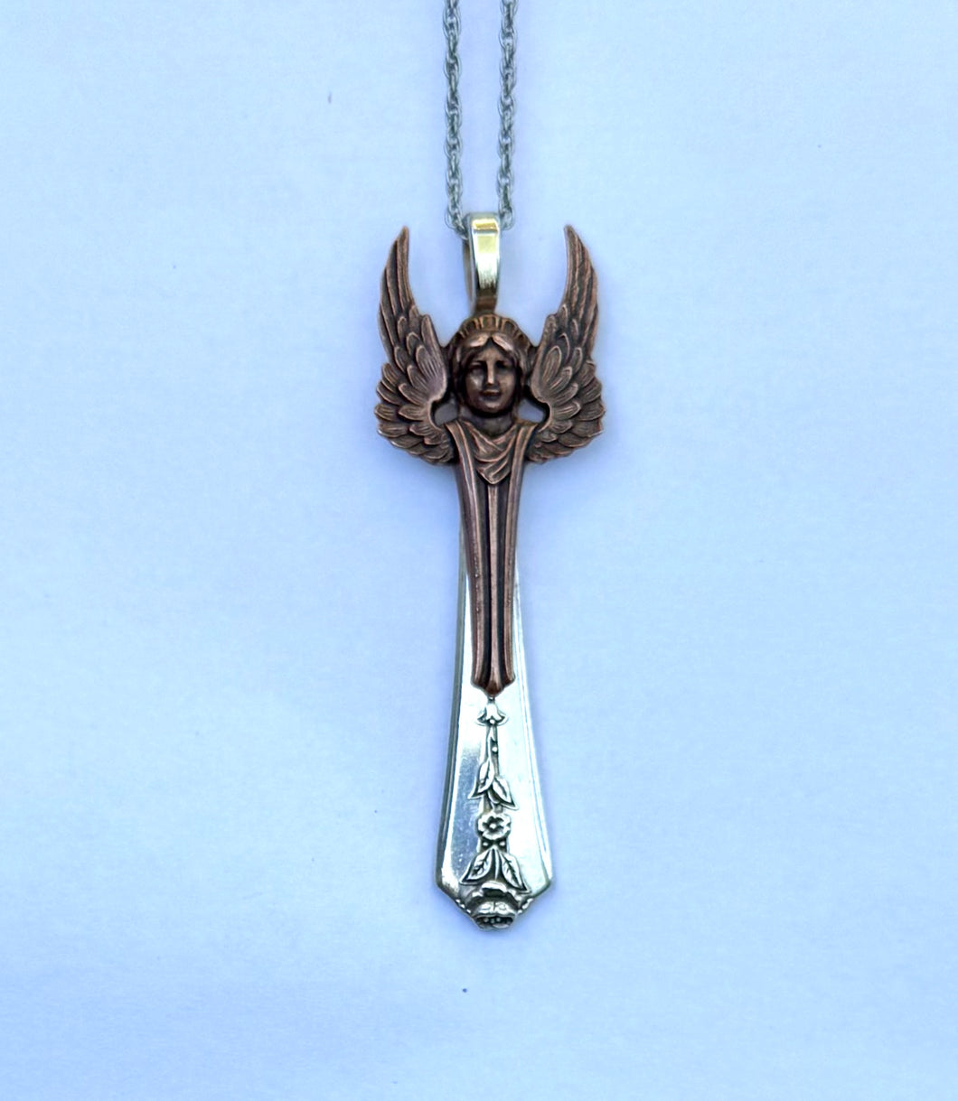Spring Garden Angel Necklace with Copper Angel #16