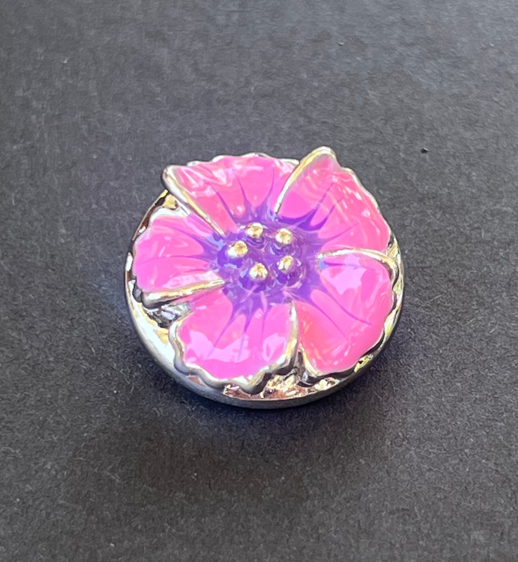 Pink Enamel Flower with Purple Center #112