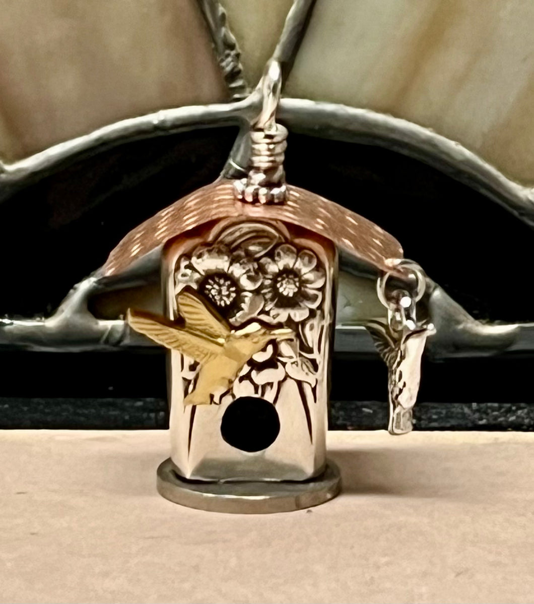 April Birdhouse Necklace