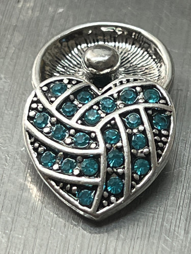 Turquoise Crystal Heart Snap #16