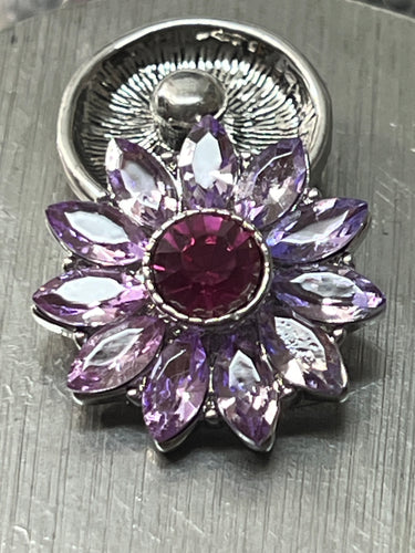 Purple Flower Snap with Red Crystal #80