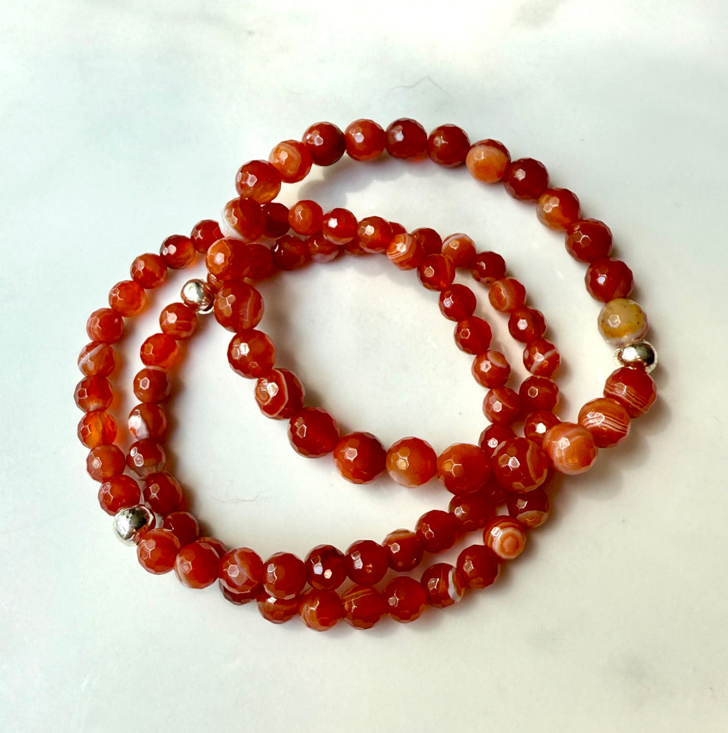 Red Sardonyx Beaded Stretchy 6mm & 10mm
