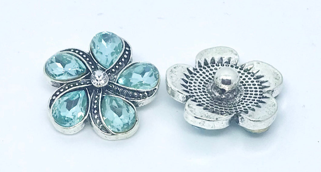 Turquoise Crystal Flower Snap