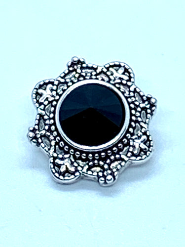 Silver and Black Crystal Flower Snap
