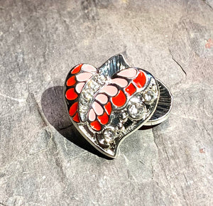 Pink and Coral Crystal Butterfly Heart Snap