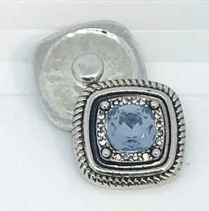 Square Light Sapphire and Crystal Snap