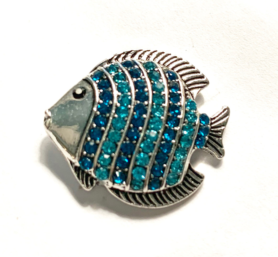 Large Turquoise Crystal Striped Fish Snap