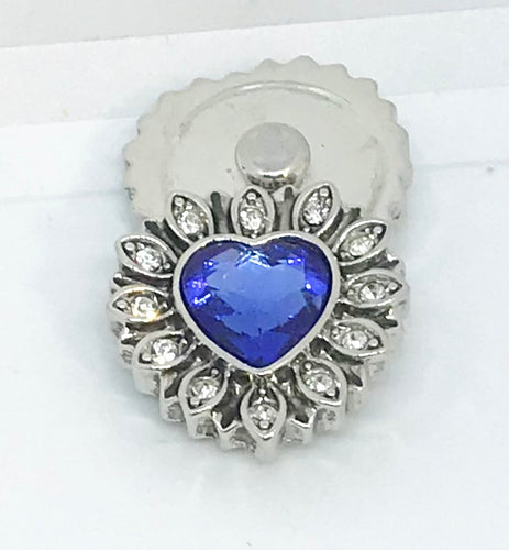 Light Sapphire and Crystal Heart Snap