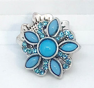 Turquoise and Crystal Flower Snap