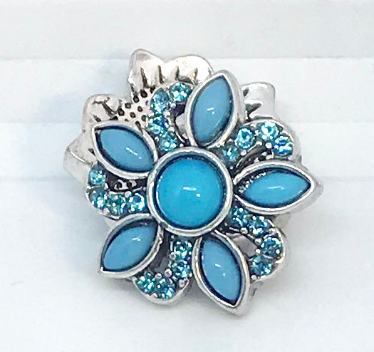Turquoise and Crystal Flower Snap