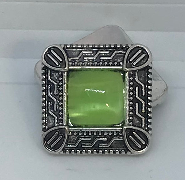 Square Green Opal Snap