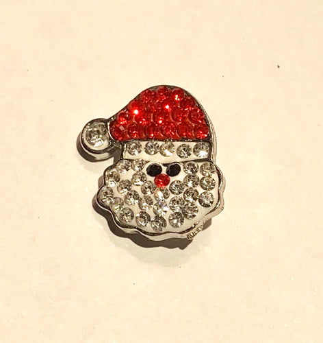 Red, Black & Clear Crystal Santa Head Snap #10