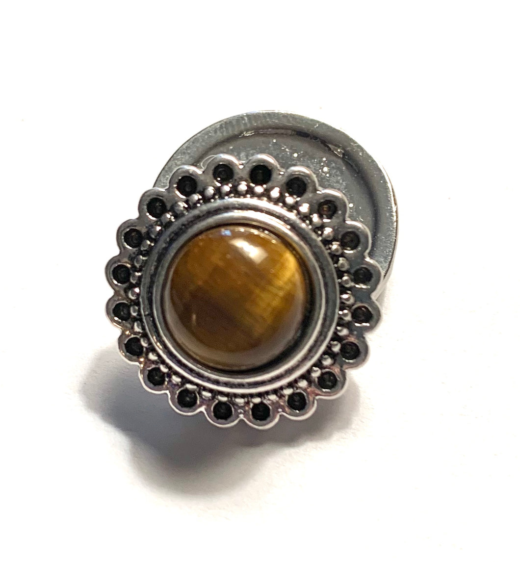Round Silver and Tiger Eye Snap
