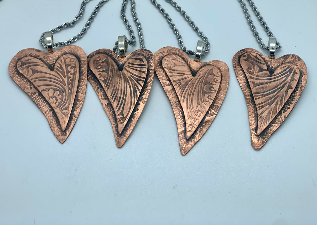 Copper Double Heart Necklaces
