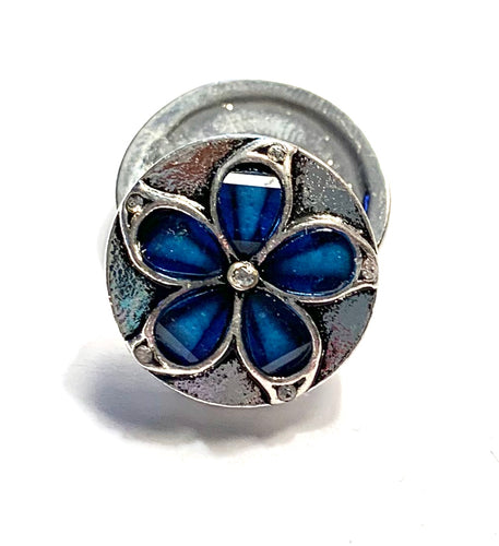 Blue Crystal Flower and Silver Snap