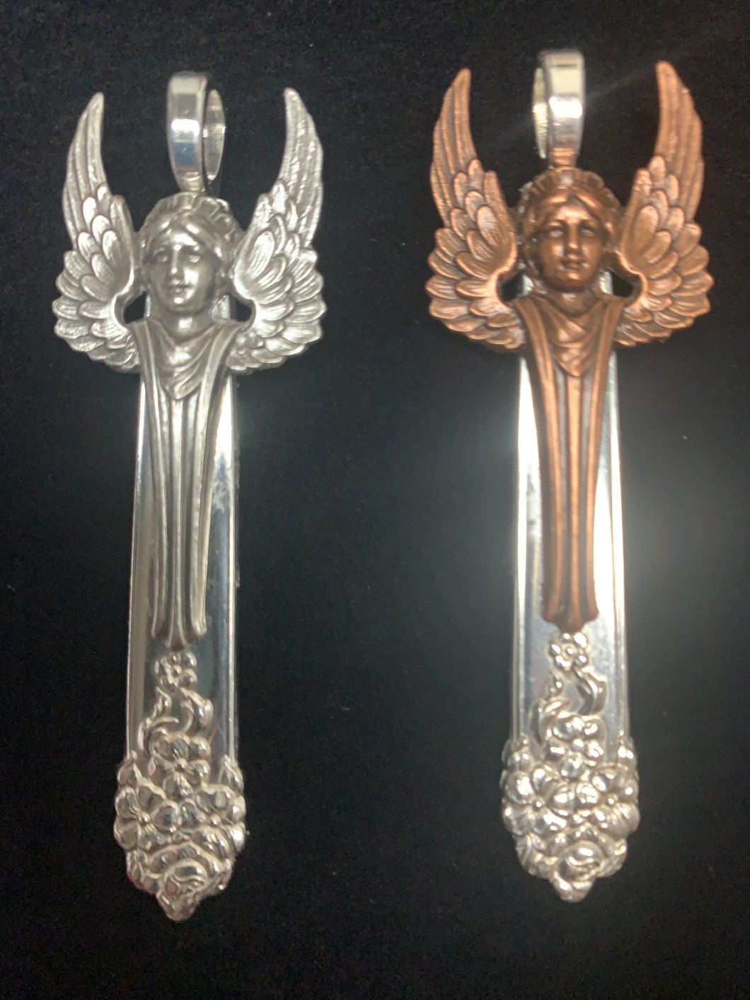 Moss Rose Spoon Handle with Silver or Copper Angel