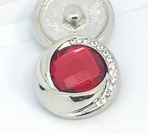 Round Red crystal and Silver Snap