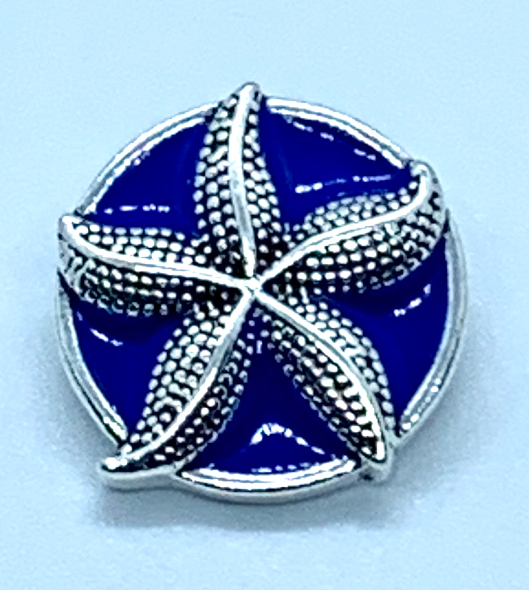 Blue Enamel and Silver Starfish Snap